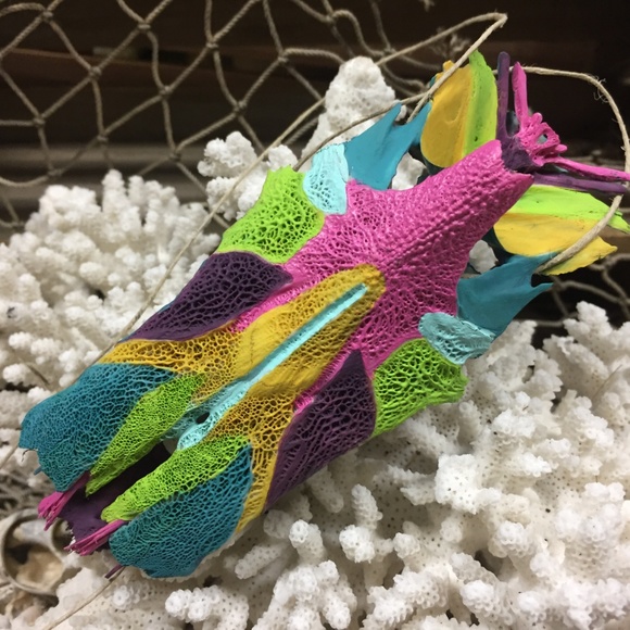 Hand Painted Crucifix Fish Skull Bone, Necklace - Picture 2 of 6